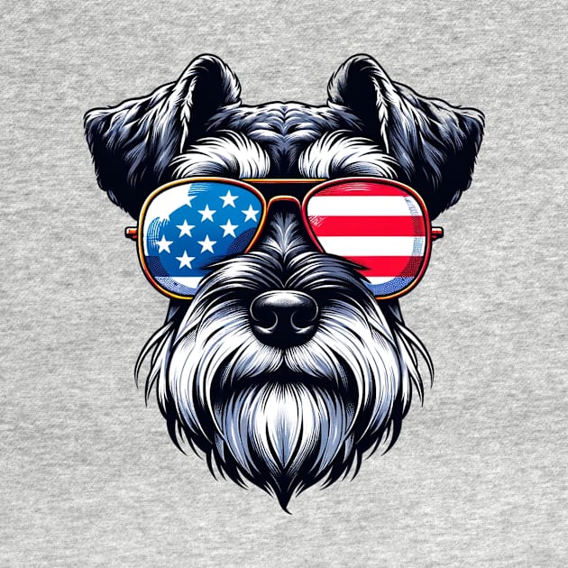 Miniature Schnauzer Patriotic Sunglasses American Flag 4th of July by karishmamakeia